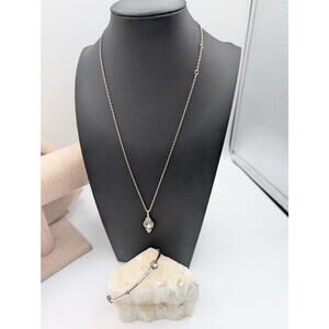 Brighton TWINKLE Silver-Tone Crystal Statement Necklace Bracelet Jewelry Set